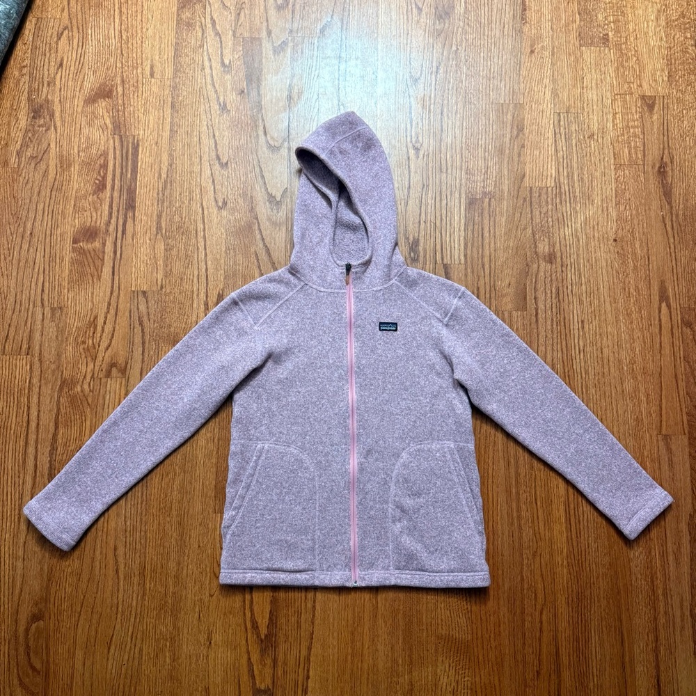 Patagonia Kids Better Sweater Hoody in Rose Pink size L 12 - Picture 2 of 16